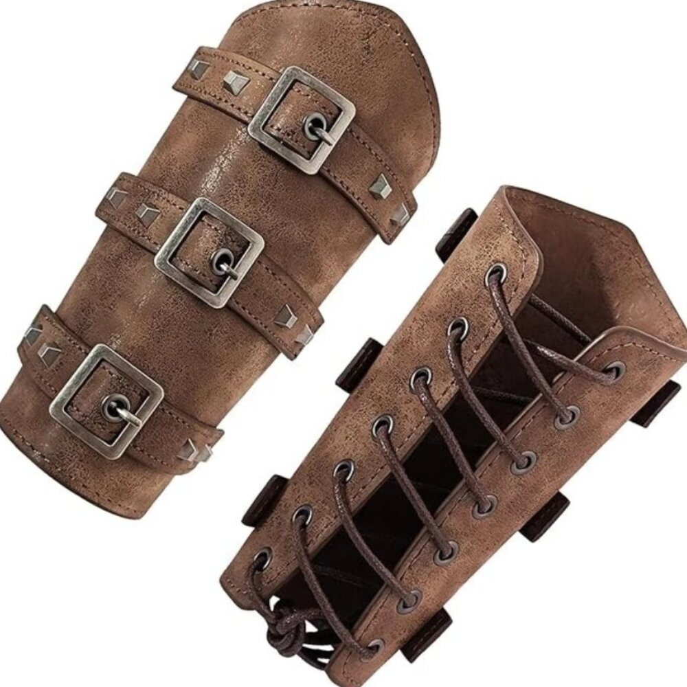 Pair Of Arm Wrist Band Cuffs Viking Cosplay Halloween Costume Renaissance Fair